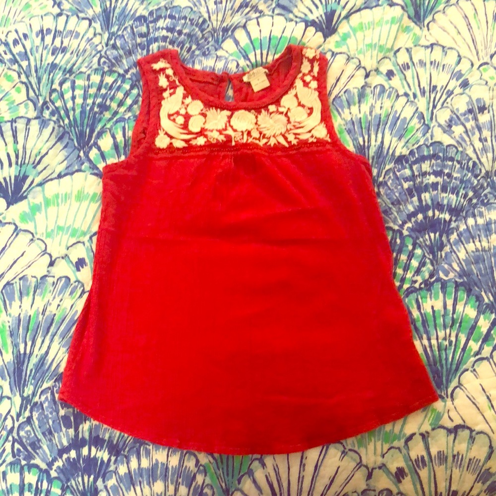 Red Lucky Brad embroidered top